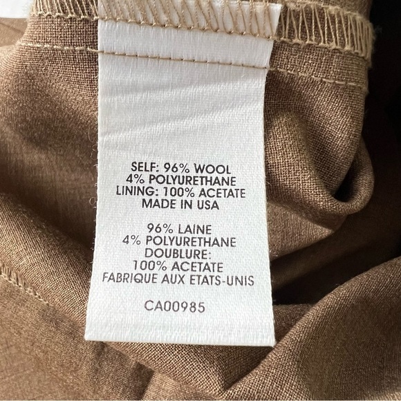 Nanette Lepore Pants Camel Tone Unlined Fine Wool Wide Leg w. Cuffs & Pockets - Picture 8 of 13